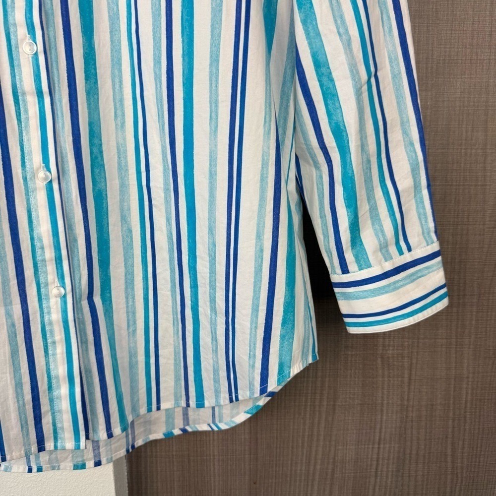 SOLID & STRIPED Mixed Blue Striped Button Down Shirt Oversized Size Small‎ - Picture 7 of 12